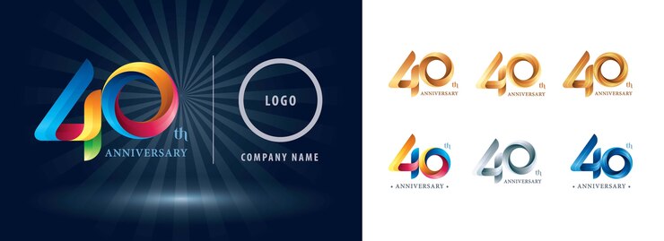 Logo dell'anniversario della celebrazione di quarant'anni, logo Twist Ribbons