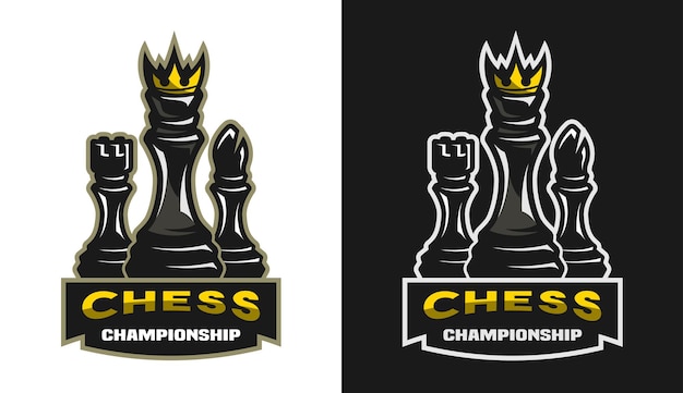 Logo dell'emblema del campionato del gioco di scacchi del castello del re vescovo