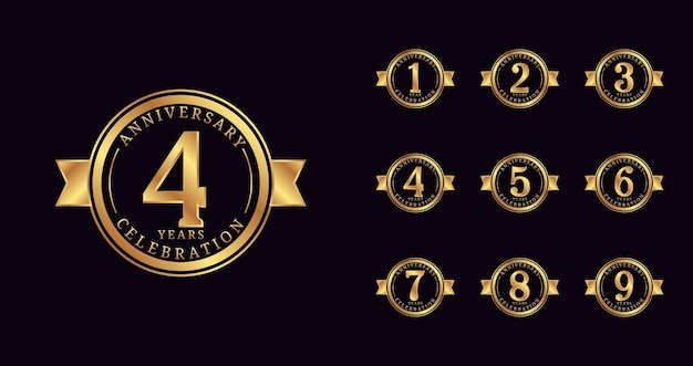 Logo dell'emblema dell'anniversario con concetto di lusso ed elegante per il momento di celebrazione dell'età