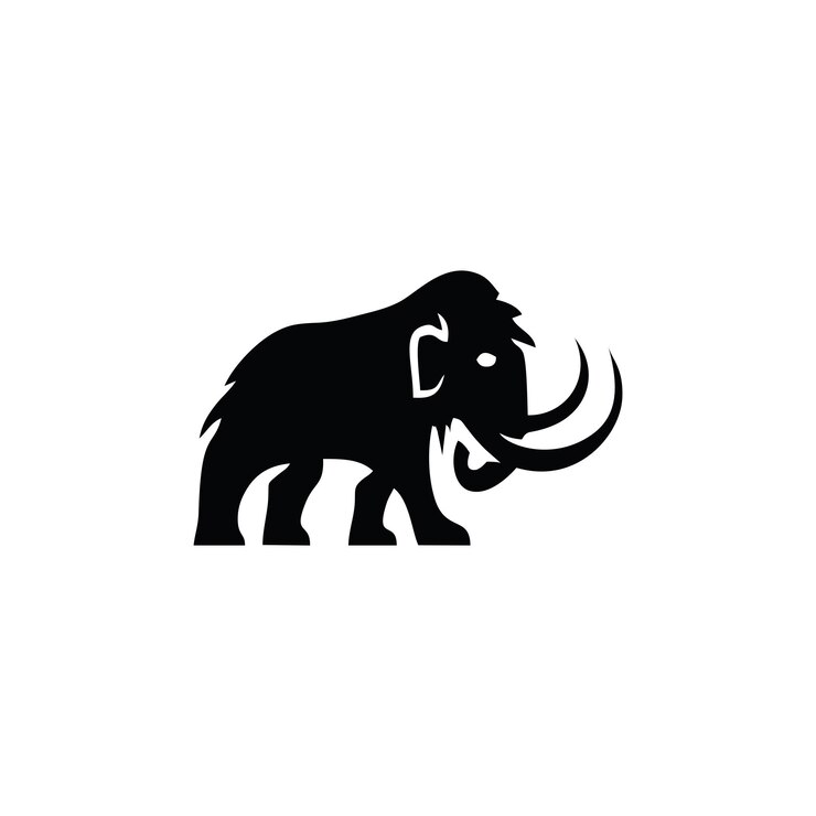 Logo dell'illustrazione artistica vettoriale di design dell'elefante mammut