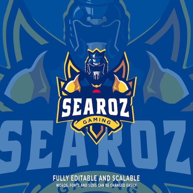 Logo dell'illustrazione del fumetto di esport del gioco del personaggio della mascotte di Searoz Vettore Premium