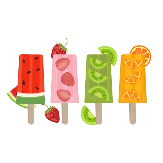 Logo dell'illustrazione del ghiacciolo di frutta fresca