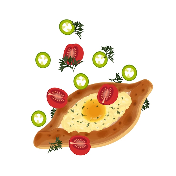 Vettore logo dell'illustrazione del vettore di levitazione di khachapuri