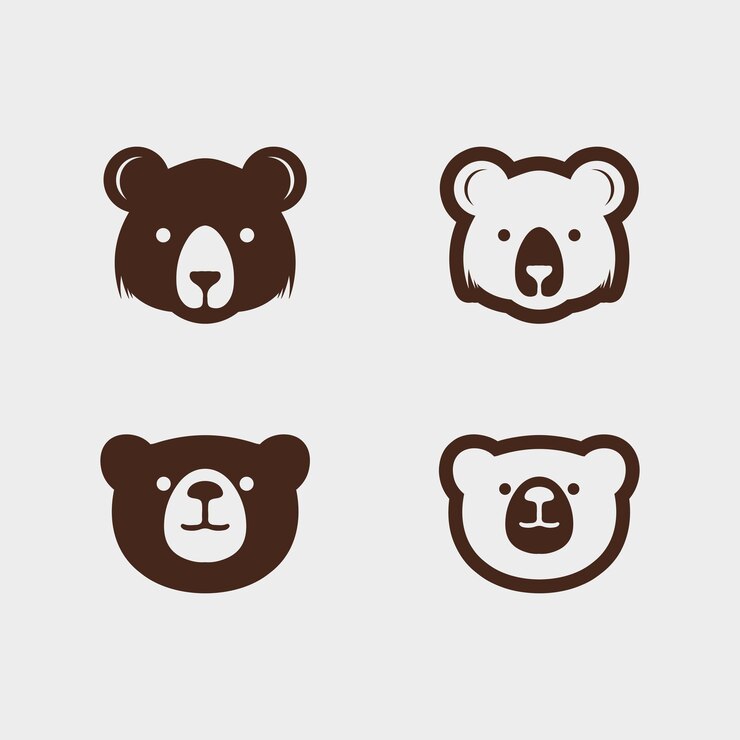 Logo dell'orso e illustrazione grafica del disegno vettoriale degli animali