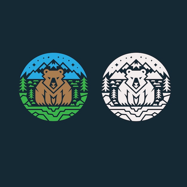 Logo dell'orso nelle montagne