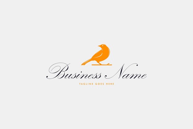 Logo dell'uccello in fresco colore arancione brillante