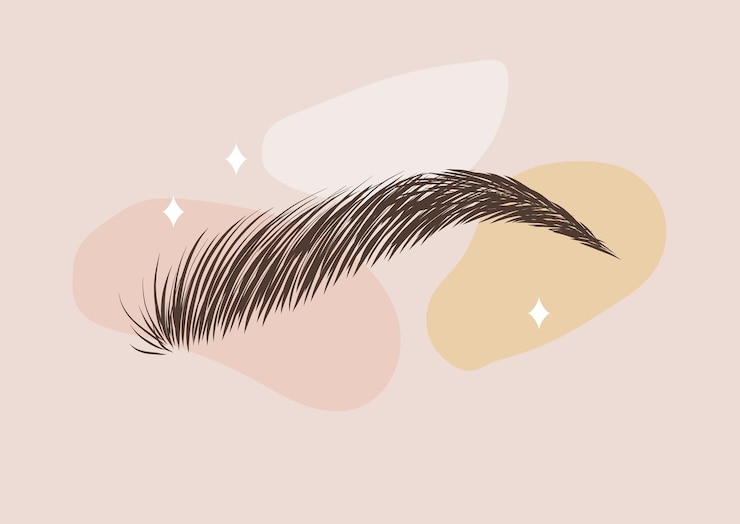 Vettore logo della barra delle sopracciglia sopracciglia femminili disegnate a mano trucco permanente e microblading illustrazione vettoriale lineare in stile minimalista alla moda