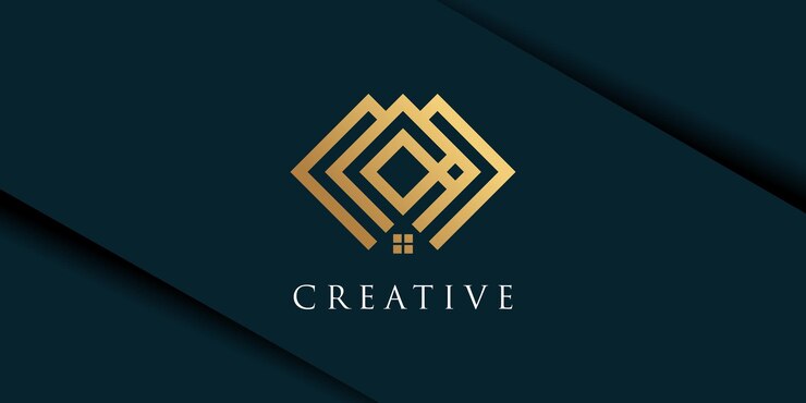 Logo della casa padronale con vettore premium di design creativo sfumato oro