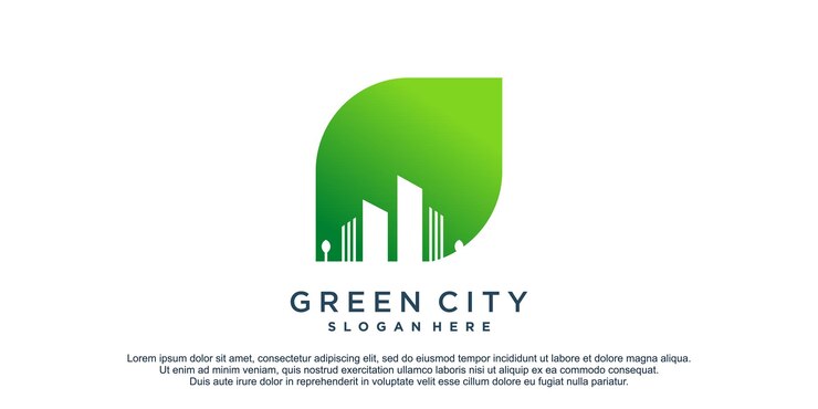 Logo della città verde con un concetto moderno per il vettore premium aziendale