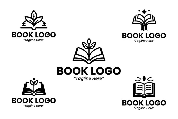 Vettore logo della collezione book silhoutte