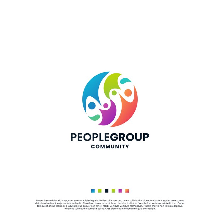 Logo della comunità umana. vettore logo famiglia colorato
