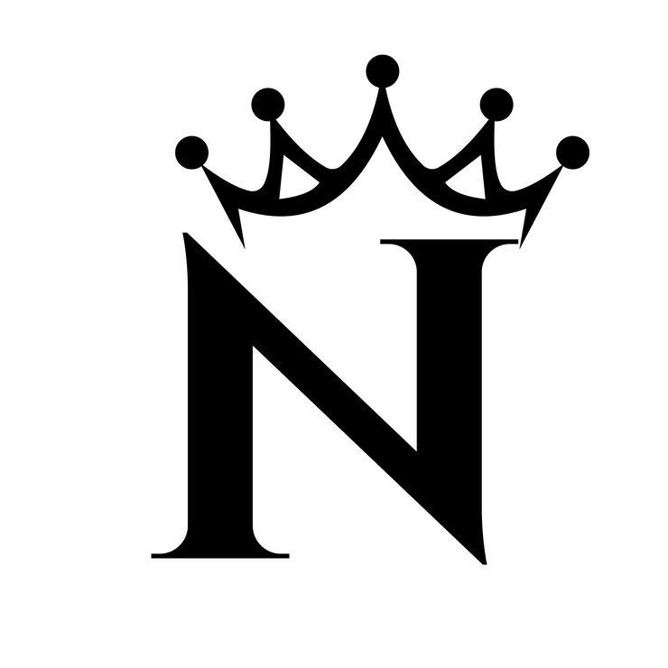Vettore logo della corona con la lettera n per la regina segno bellezza stella della moda simbolo di lusso elegante