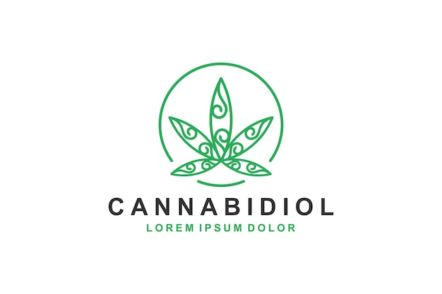 Logo della foglia di cannabidiolo Marijuana olio di CBD organico prodotto legale scopo medico di assistenza sanitaria