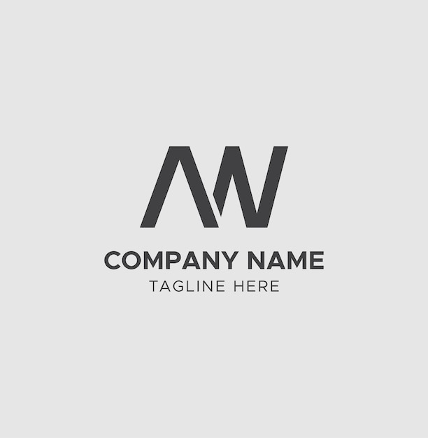 Logo della lettera AW e monogramma con disegni vettoriali
