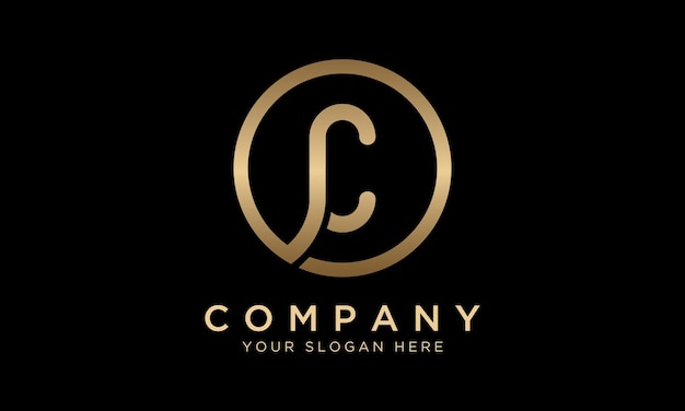 Logo della lettera C con forma circolare Modello vettoriale di design del logo C creativo unico e moderno Design di identità elegante in colore oro