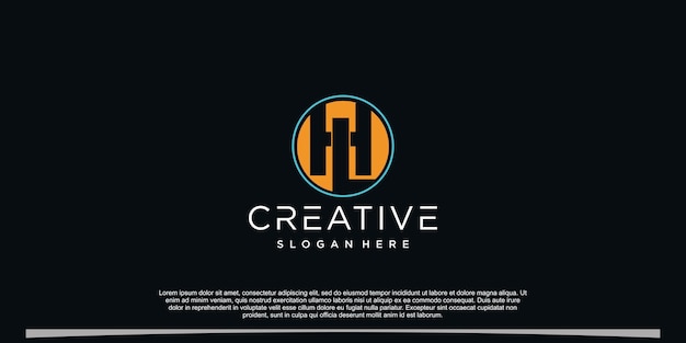 Logo della lettera H con un concetto astratto creativo Vettore Premium