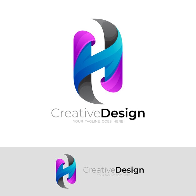 Logo della lettera H e design colorato, loghi moderni