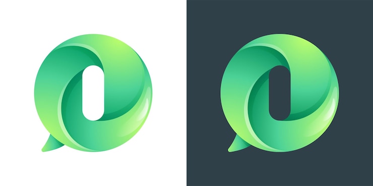 Vettore logo della lettera i all'interno della bolla vocale con disegno a vortice icona di stile spazio negativo