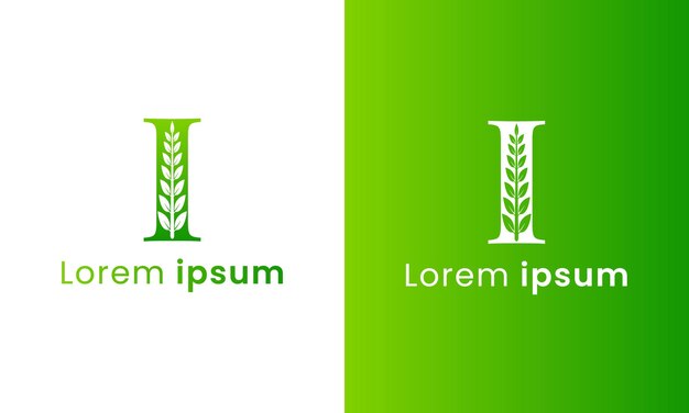 Logo della lettera I con un concetto creativo di foglia monogramma per l'azienda ecocompatibile