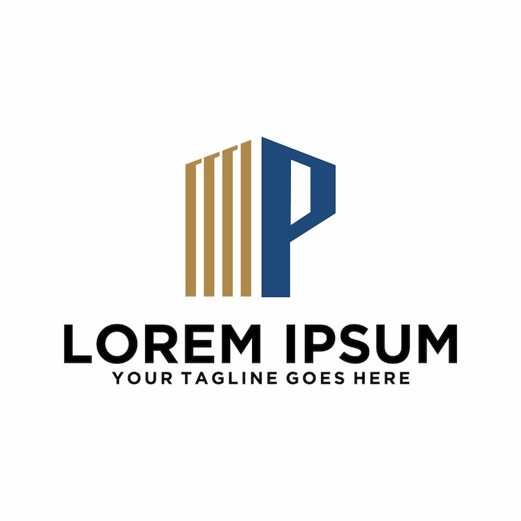Logo della lettera P dell'edificio della costruzione