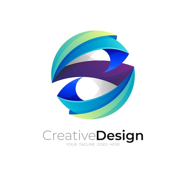 Logo della lettera S con modello di design del cerchio, colore blu