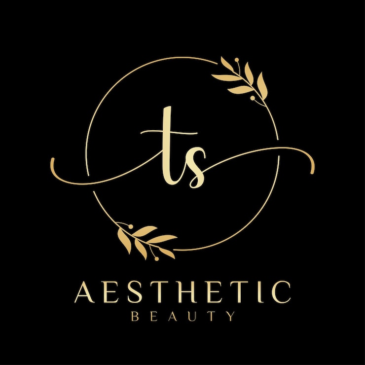 Vettore logo della lettera ts beauty con ornamenti fioriti