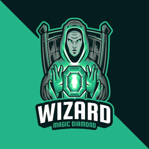 Logo della mascotte del diamante magico del mago