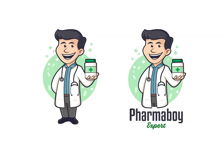 Logo della mascotte del farmacista