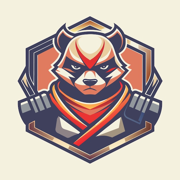 Logo della mascotte del personaggio panda ninja vettoriale Generative Ai