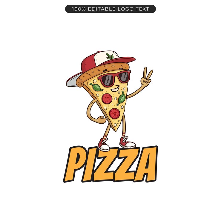 Vettore logo della mascotte della pizza carina