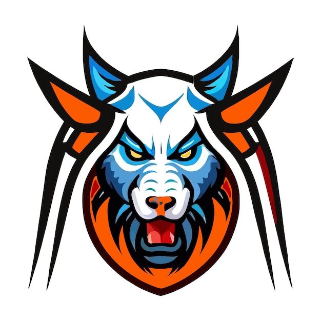 logo della mascotte della testa di lupo design esport gaming