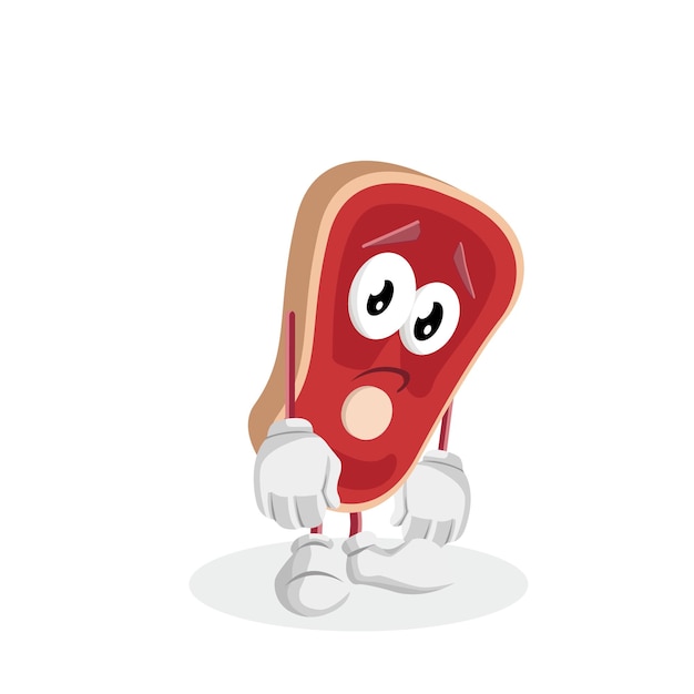 Logo della mascotte di carne in postura triste