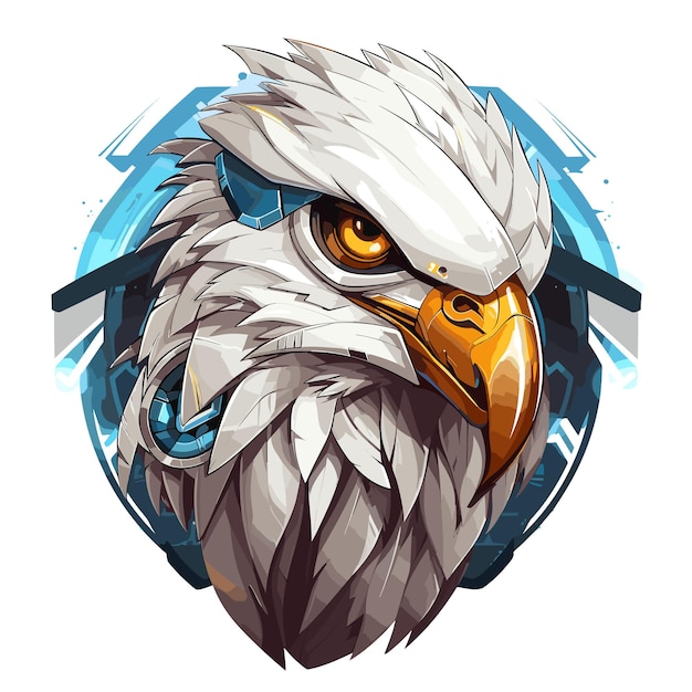 logo della mascotte vettoriale Cyborg Eagle