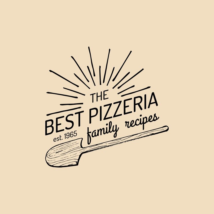 Logo della pizza Icona dell'emblema della pizzeria della famiglia vettoriale Etichetta alimentare italiana hipster vintage