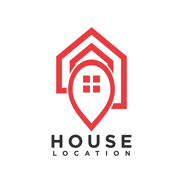 Logo della posizione della casa vettoriale con line art e design del biglietto da visita pin mappa della posizione dell'icona della casa