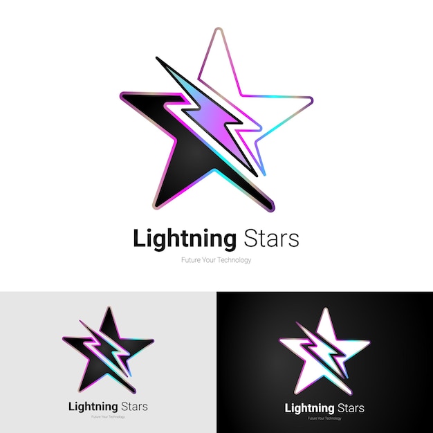 Logo delle stelle luminose Il futuro della tua tecnologia Business, logo musicale e logo esport