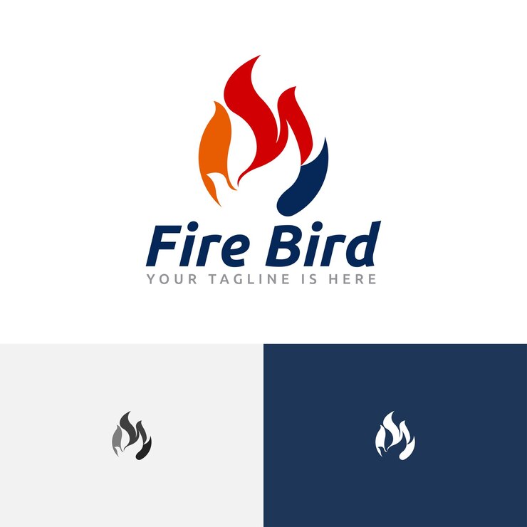 Logo dello spazio negativo della fenice calda della fiamma dell'uccello del fuoco