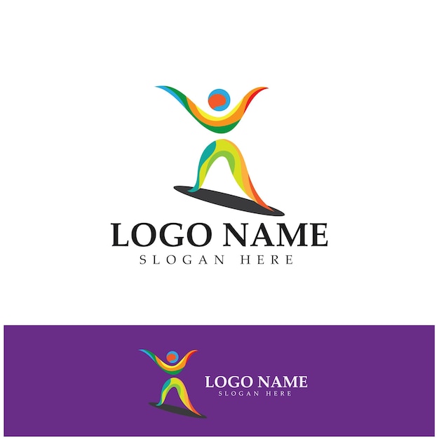 Logo design di persone che fanno yoga icona simbolo illustrazione vettoriale