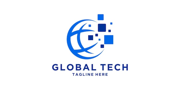 logo design global tech digital moderno logo design vettoriale simbolo icona idea creativa