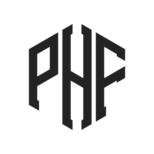 Logo Design Lettera iniziale PHF Monogramma Logo in forma esagonale