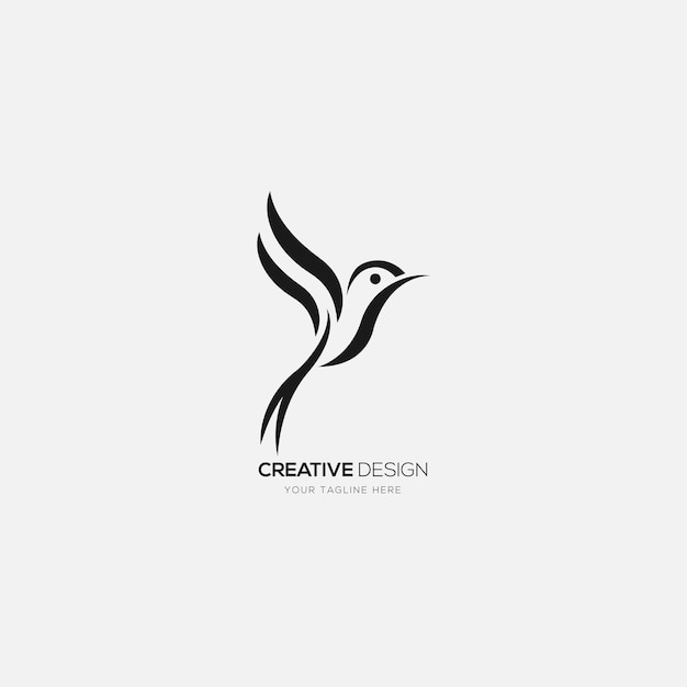 Logo di arte della linea della siluetta dell'uccello