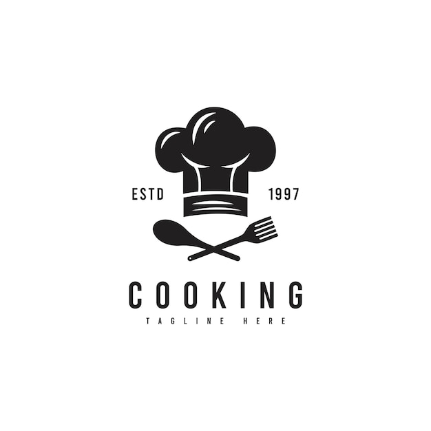 Logo di cottura con silhouette di chef oggetto stile minimalista Adatto per la cottura di ristoranti o prodotti del menu alimentare