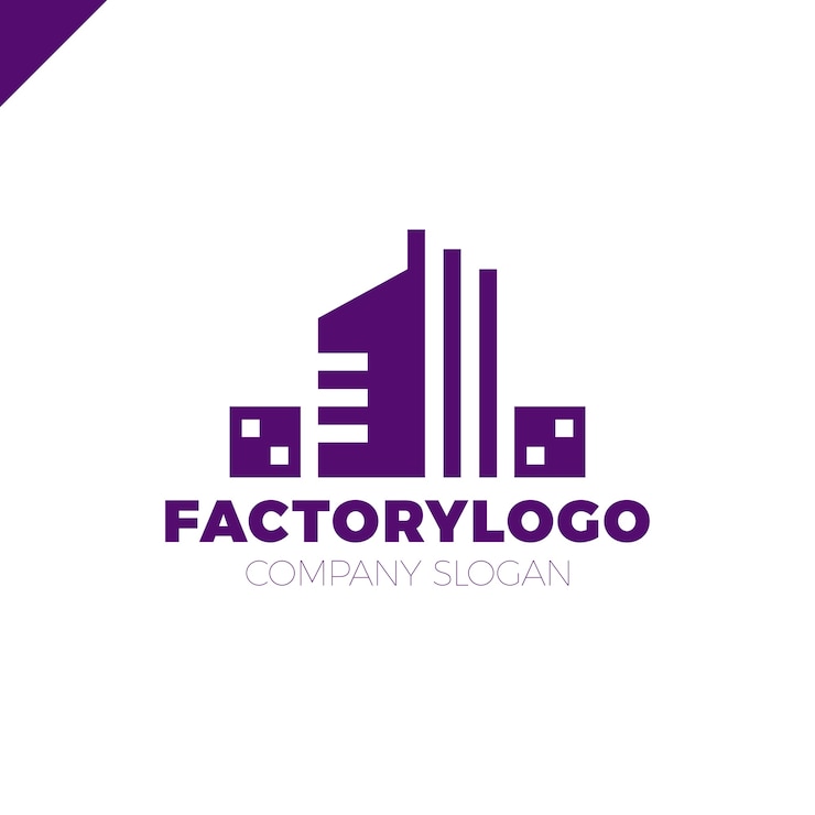 Vettore logo di fabbrica, manifattura o manifattura