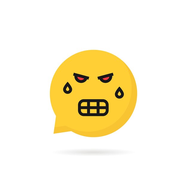 Logo di fumetto emoji arrabbiato. concetto di comunicazione internet, segno di dialogo, emblema divertente, simbolo dell'umore, persone irritate. design grafico moderno del logotipo di tendenza in stile piatto su sfondo bianco