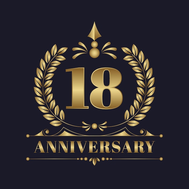 Logo di lusso del 18 ° anniversario