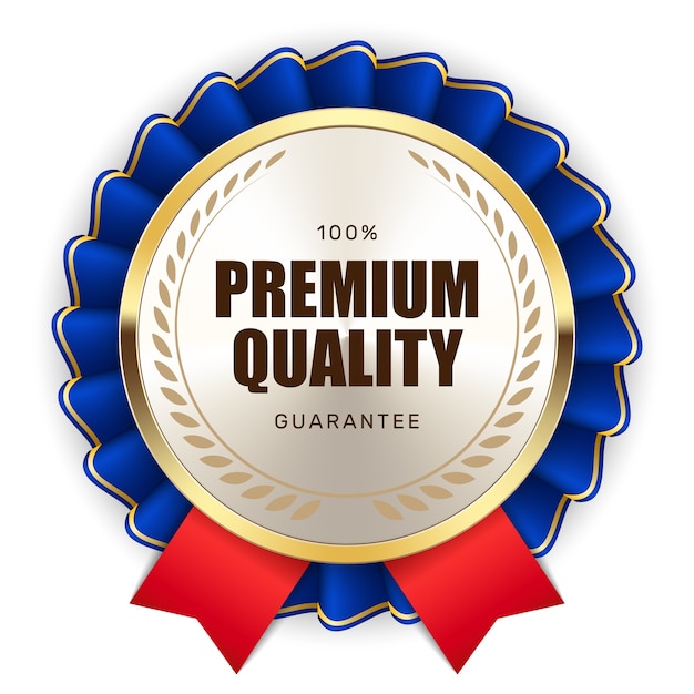 logo di lusso metallizzato argento oro nastro distintivo garanzia di qualità premium