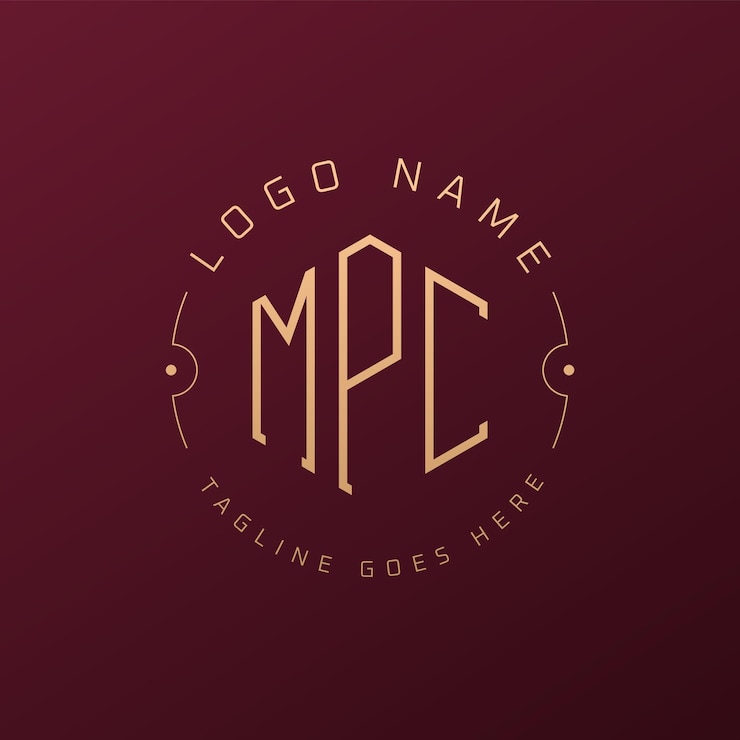 Vettore logo di lusso mpc design lettera elegante mpc monogramma logo minimalista poligono mpc logo design template