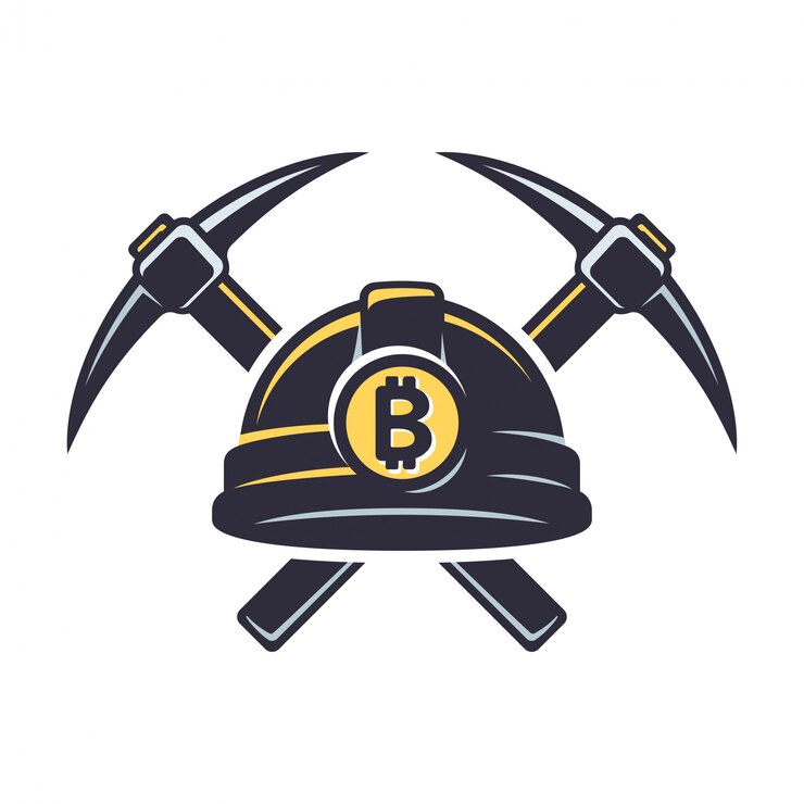 Vettore logo di mining bitcoin