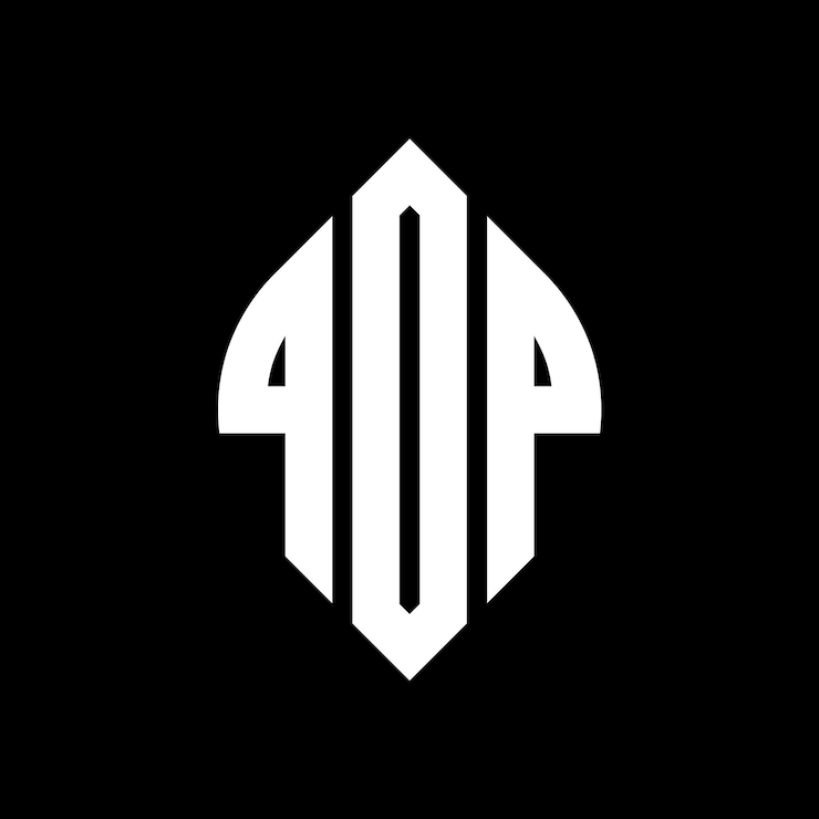 Vettore logo di qdp a lettere circolari con forma di cerchio e ellisse lettere ellissi qdp con stile tipografico le tre iniziali formano un logo a cerchio emblema di qdp circolo abstract monogramma lettera marca vettore