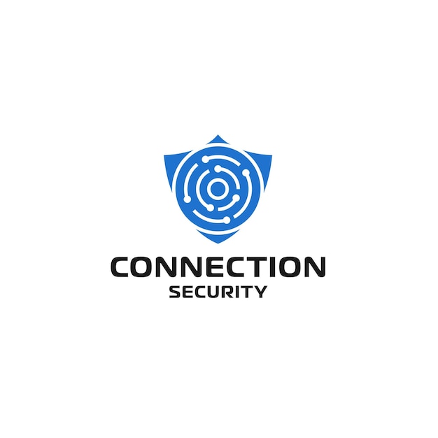Logo di sicurezza dello scudo di connessione blu
